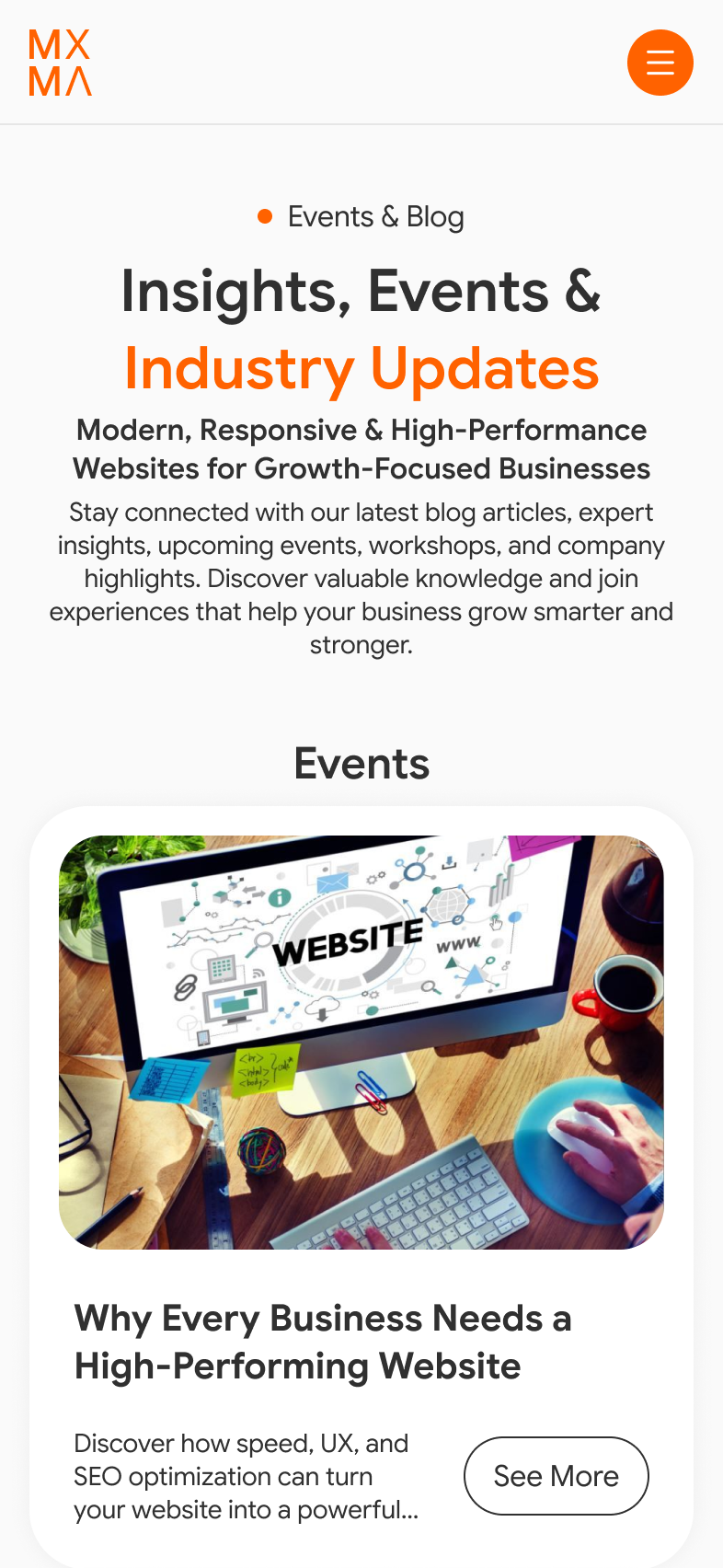 Mobile blog screen